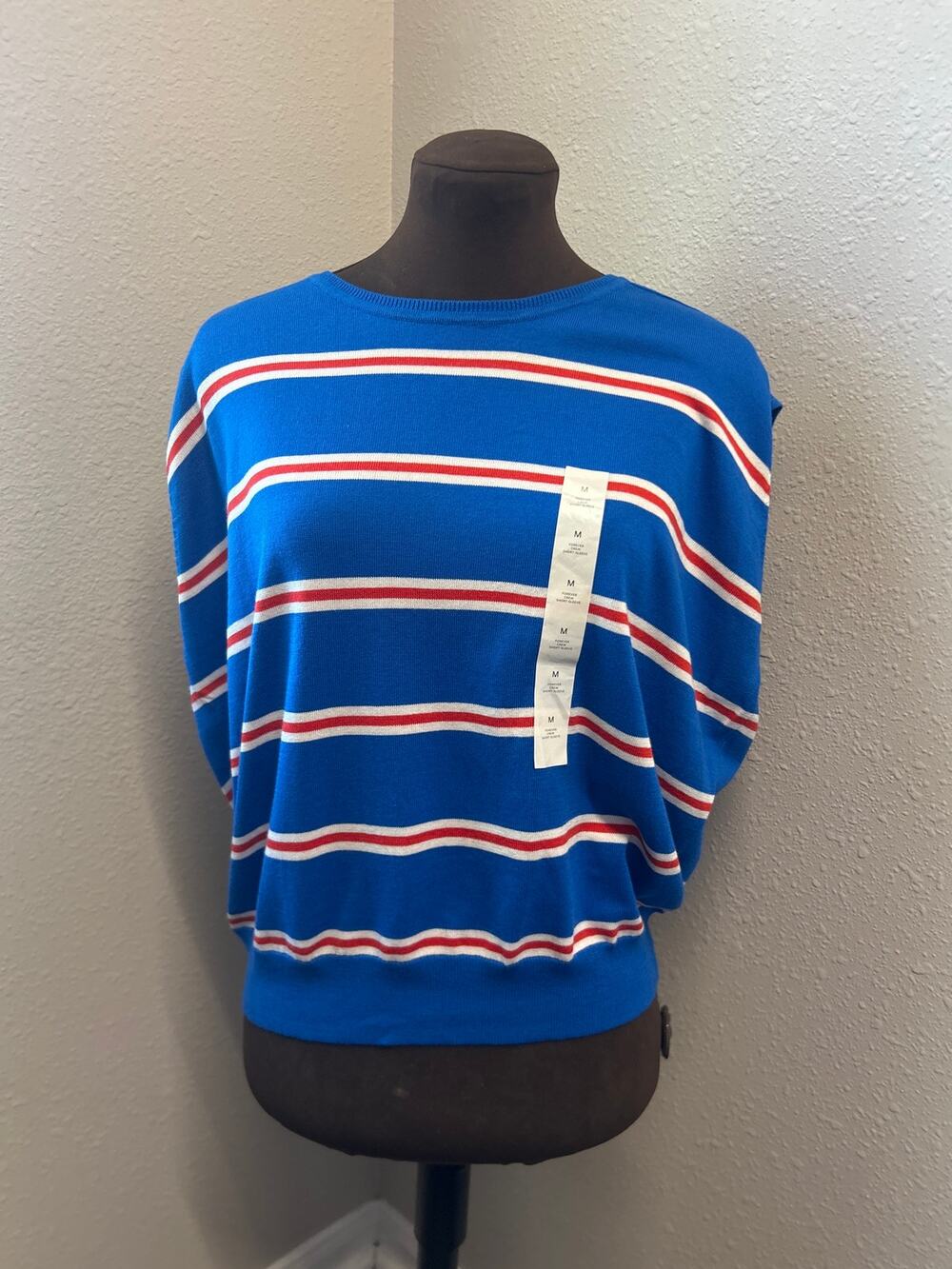 Banana Republic forever crew short sleeve striped sweater shell vest sz Med NWT